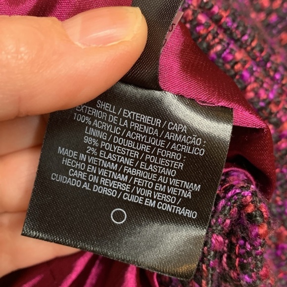 T Tahari || Purple Black Knobby Tweed Slight Crop Tailored Blazer Jacket 6 - Picture 13 of 17